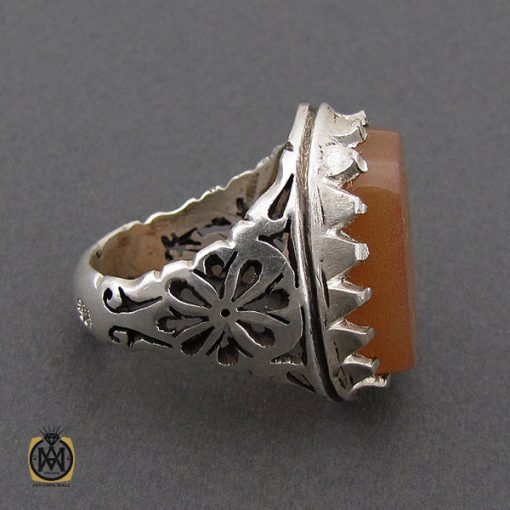 انگشتر عقیق یمن شرف الشمس با حکاکی یا زهرای اطهر مردانه - کد 10184 - تصویر 3