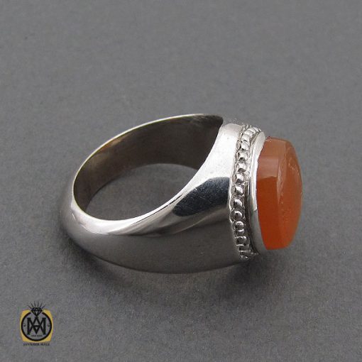 انگشتر عقیق یمن با حکاکی شرف الشمس استاد ضابطی مردانه - کد 10185 - تصویر 3