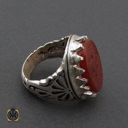 3 انگشتر عقیق یمن با حکاکی یا علی اصغر مردانه - کد 10188 - تصویر 3