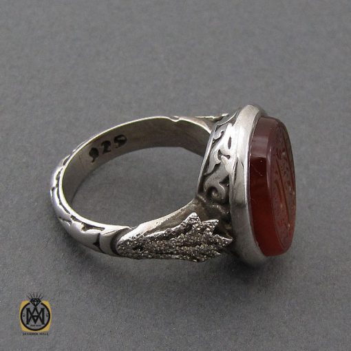 انگشتر عقیق یمن با حکاکی رب نجنی بمحمد و علی مردانه - کد 10194 - تصویر 3