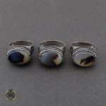 انگشتر عقیق شجر مردانه رکاب طرح صفوی بسم الله - کد 10103 - تصویر 3