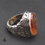 انگشتر عقیق درشت با حکاکی السلام على المرمل بالدماء مردانه - کد 10117 - تصویر 3