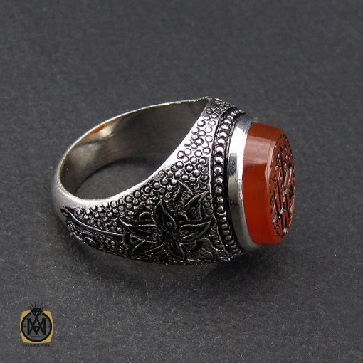 انگشتر عقیق یمن با حکاکی یا فاطمه قلمزنی مردانه - کد 10118 - تصویر 3