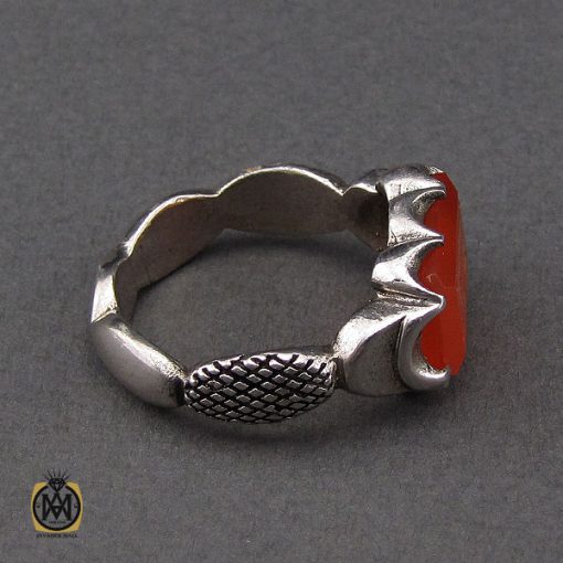 انگشتر عقیق یمن با حکاکی علی مع القرآن و القرآن مع علی طرح صفوی - کد 10130 - تصویر 3