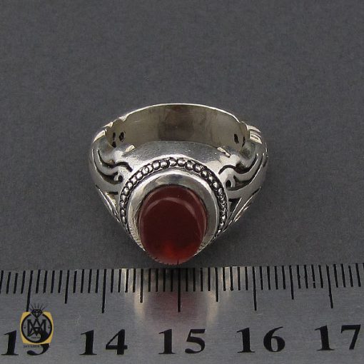 انگشتر عقیق یمن خوش رنگ مردانه دست ساز - کد 10143 - تصویر 4