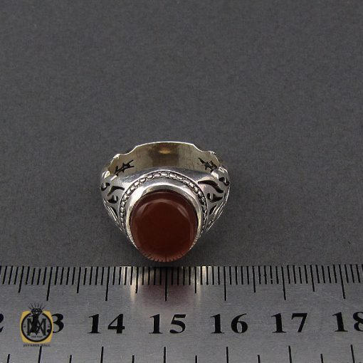 انگشتر عقیق یمن خوش رنگ مردانه دست ساز - کد 10144 - تصویر 4