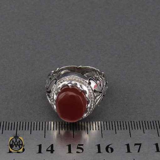 انگشتر عقیق یمن خوش رنگ مردانه دست ساز - کد 10145 - تصویر 4