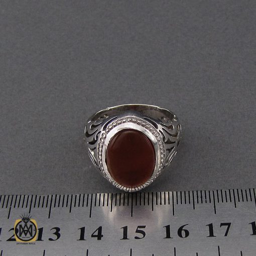 انگشتر عقیق یمن خوش رنگ مردانه دست ساز - کد 10146 - تصویر 4