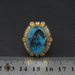 انگشتر فیروزه نیشابوری و الماس طرح مهرسا زنانه - کد 2093 - تصویر 4