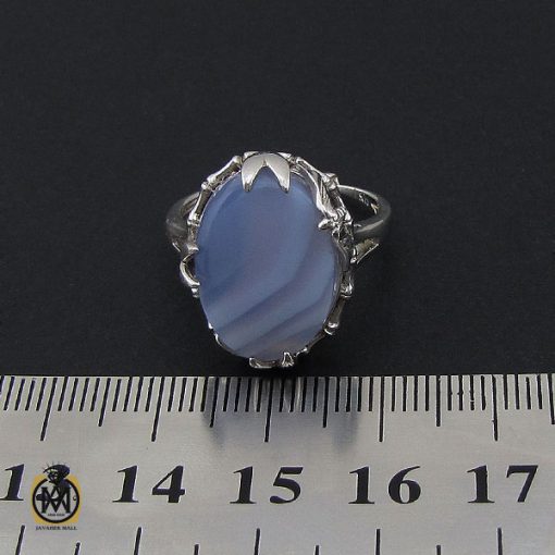 انگشتر عقیق یمن کبود طرح گلبرگ زنانه - کد 2097 - تصویر 4