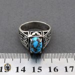 انگشتر فیروزه نیشابوری رکاب شبکه ای مردانه - کد 10082 - تصویر 4