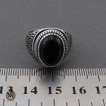 انگشتر عقیق مشکی با رکاب نقره مردانه - کد 10154 - تصویر 4