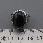 انگشتر عقیق مشکی با رکاب نقره مردانه - کد 10156 - تصویر 4