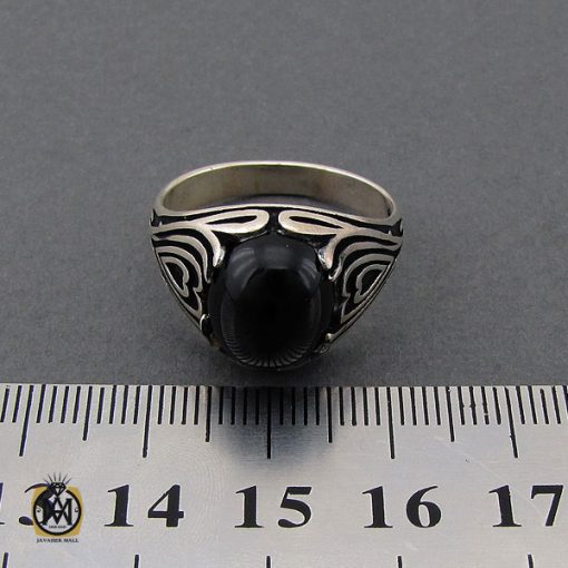 انگشتر عقیق مشکی مردانه - کد 10157 - تصویر 4