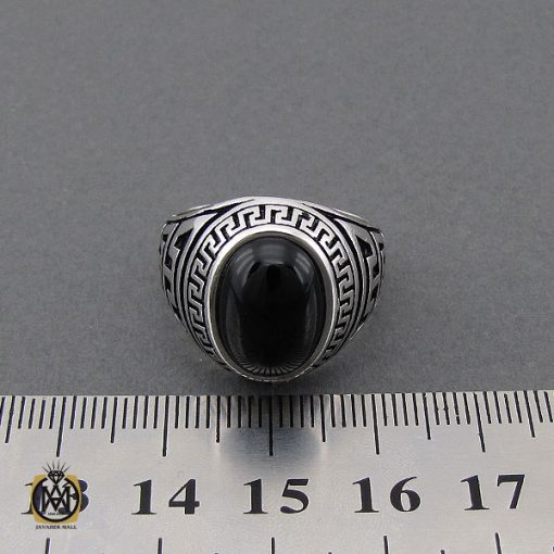4 انگشتر عقیق مشکی مردانه - کد 10161 - تصویر 4