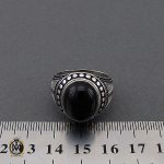 انگشتر عقیق مشکی مردانه - کد 10162 - تصویر 4