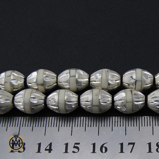 تسبیح 33 دانه یسر اکسترا، نقره و استخوان مرصع کاری فاخر و لوکس - کد 4176 - تصویر 4