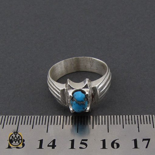 انگشتر فیروزه نیشابوری مردانه  - کد 10173 - تصویر 4