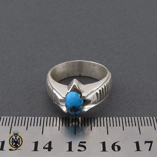 انگشتر فیروزه نیشابوری دست ساز مردانه  - کد 10174 - تصویر 4