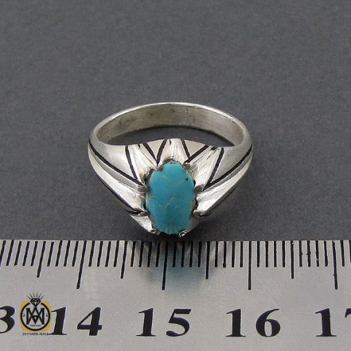 انگشتر فیروزه نیشابوری مردانه  - کد 10178 - تصویر 4