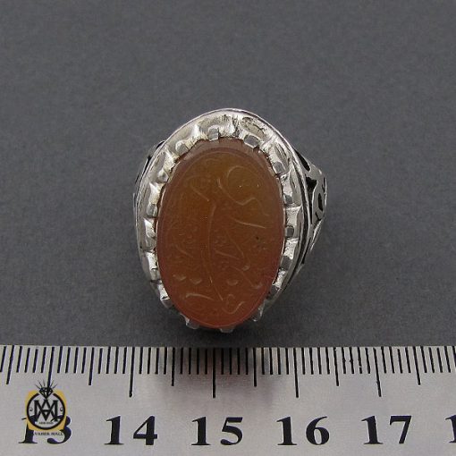 انگشتر عقیق یمن شرف الشمس با حکاکی یا زهرای اطهر مردانه - کد 10184 - تصویر 4