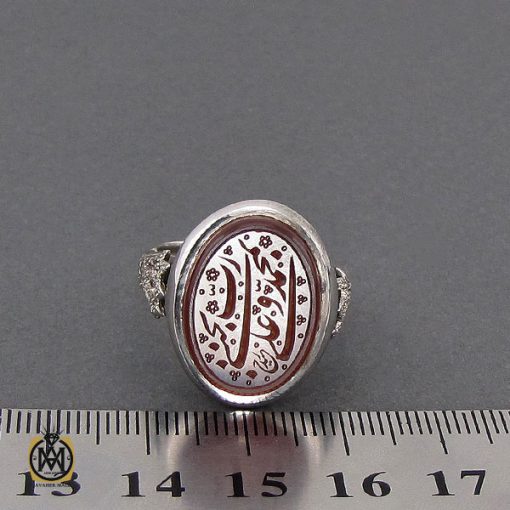 انگشتر عقیق یمن با حکاکی رب نجنی بمحمد و علی مردانه - کد 10194 - تصویر 4