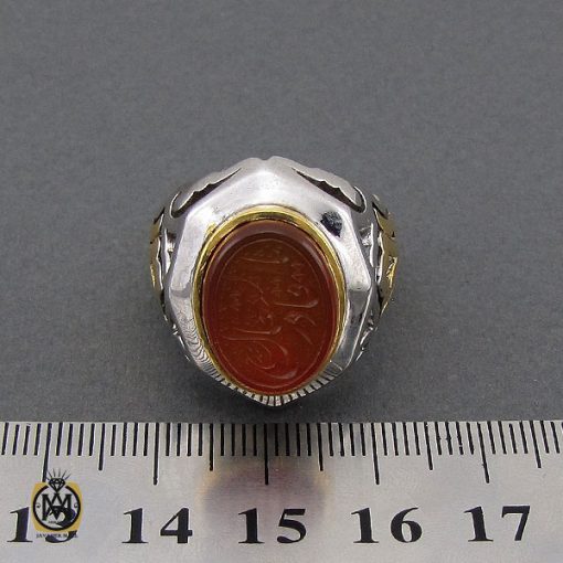 انگشتر عقیق یمن با حکاکی یا قادر المتعال مردانه - کد 10196 - تصویر 4