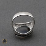 انگشتر عقیق شجر مردانه رکاب طرح صفوی بسم الله - کد 10103 - تصویر 4