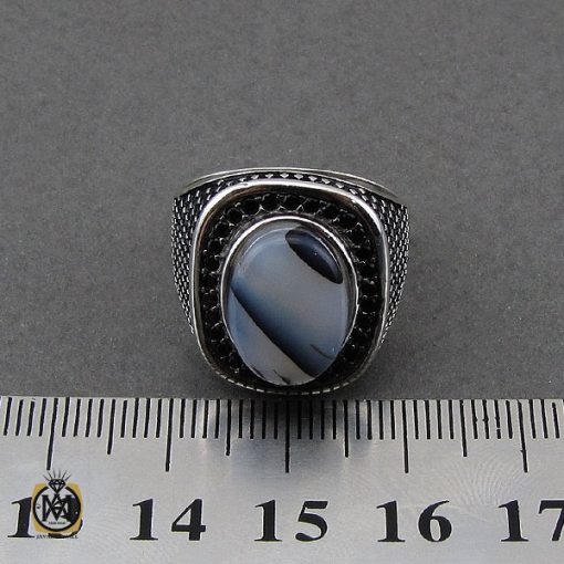 انگشتر عقیق شجر مردانه - کد 10113 - تصویر 4