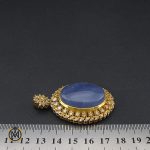 مدال عقیق یمن کبود و الماس طرح رخساره زنانه - کد 3186 - تصویر 4