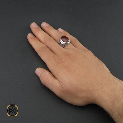 انگشتر عقیق یمن خوش رنگ مردانه دست ساز - کد 10146 - تصویر 5