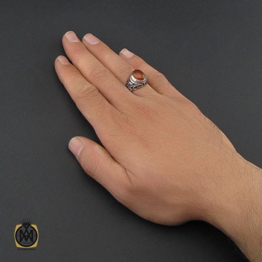انگشتر عقیق یمن با حکاکی شرف الشمس مردانه - کد 10150 - تصویر 5