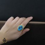 انگشتر فیروزه نیشابوری و الماس طرح مهرسا زنانه - کد 2093 - تصویر 5