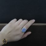 5 انگشتر عقیق یمن کبود زنانه درشت طرح گلرخ - کد 2095 - تصویر 5