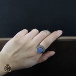 5 انگشتر عقیق یمن کبود و مارکازیت طرح لیندا زنانه - کد 2100 - تصویر 5