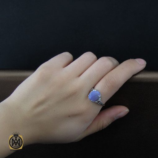 انگشتر عقیق یمن کبود طرح مانا زنانه - کد 2101 - تصویر 5