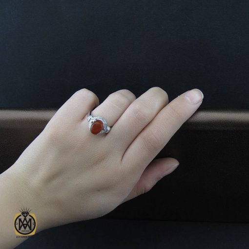 5 انگشتر عقیق یمن طرح متینا زنانه - کد 2104 - تصویر 5