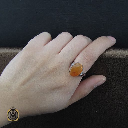 انگشتر عقیق یمن با حکاکی شرف الشمس طرح نوشین زنانه - کد 2113 - تصویر 5