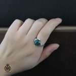 5 انگشتر عقیق سبز زنانه خوش رنگ طرح سبا - کد 2117 - تصویر 5