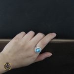 5 انگشتر فیروزه نیشابور طرح شاینا زنانه - کد 2122 - تصویر 5
