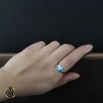 5 انگشتر فیروزه نیشابور طرح شکوفه زنانه - کد 2123 - تصویر 5