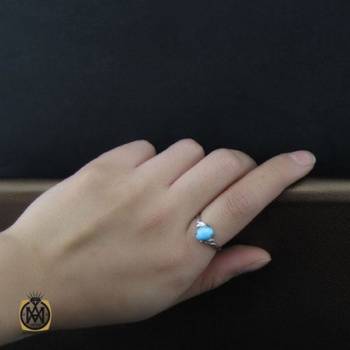 انگشتر فیروزه نیشابور طرح شکوفه زنانه - کد 2123 - تصویر 5