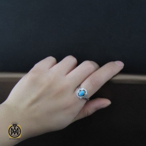 انگشتر فیروزه نیشابور طرح شیدا زنانه - کد 2125 - تصویر 5