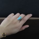 انگشتر فیروزه نیشابور طرح طلوع زنانه - کد 2126 - تصویر 5