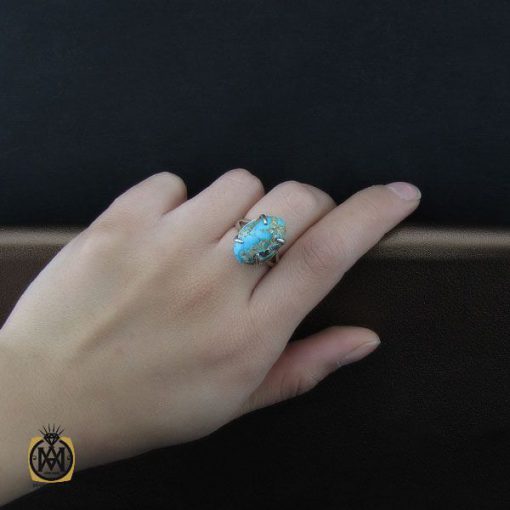 انگشتر فیروزه نیشابور طرح طلوع زنانه - کد 2126 - تصویر 5