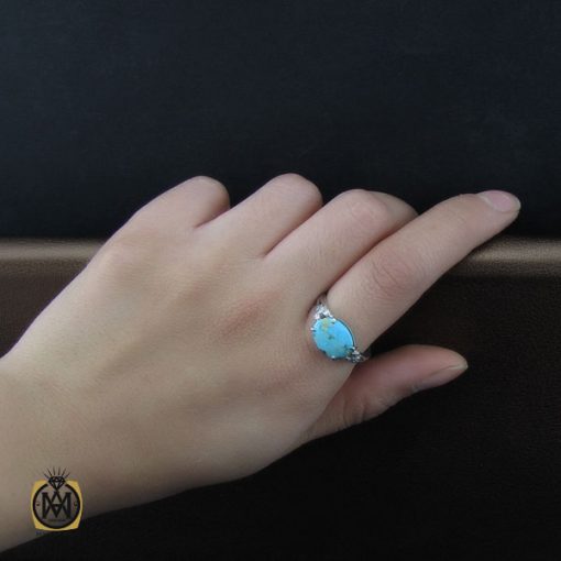 انگشتر فیروزه نیشابور طرح غزل زنانه - کد 2127 - تصویر 5