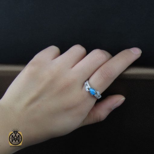 انگشتر فیروزه نیشابور طرح غنچه زنانه - کد 2128 - تصویر 5