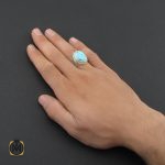 5 انگشتر فیروزه نیشابوری قلم زنی مردانه - کد 10081 - تصویر 5