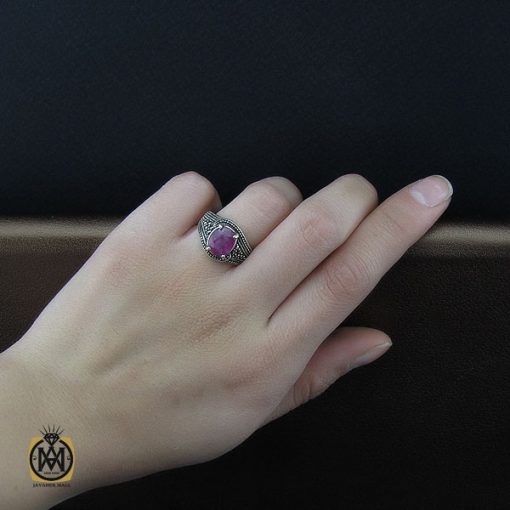 انگشتر یاقوت سرخ طرح شهگل زنانه - کد 2143 - تصویر 5