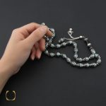 5 تسبیح 33 دانه یسر اکسترا، نقره و فیروزه مصری مرصع کاری فاخر و ارزشمند - کد 4175 - تصویر 5
